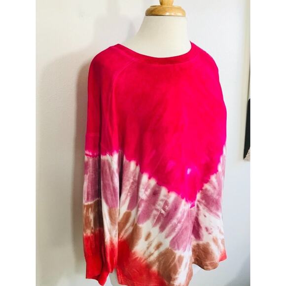 Rachel Zoe Sweatshirt Oversized Tie Dye Long Sleeve Relaxed Fit Stretch, L - Picture 4 of 11